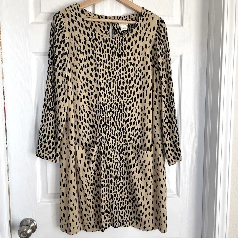 J. Crew Leopard Print Shift Dress Sz 10 Gently Loved